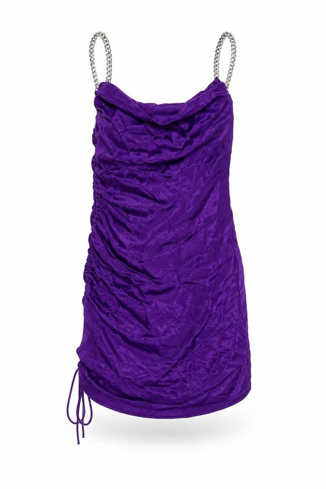 Zara Womens Purple Viscose Mini Size XS Cowl Neck Pullover - Chain Straps