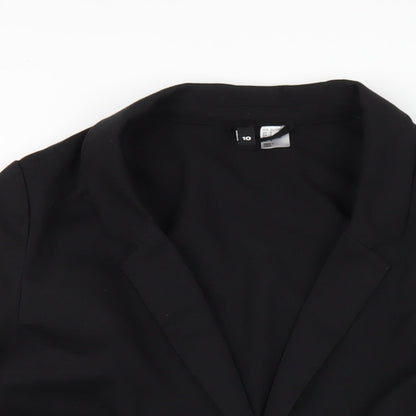 H&M Womens Black Polyester Jacket Blazer Size 10