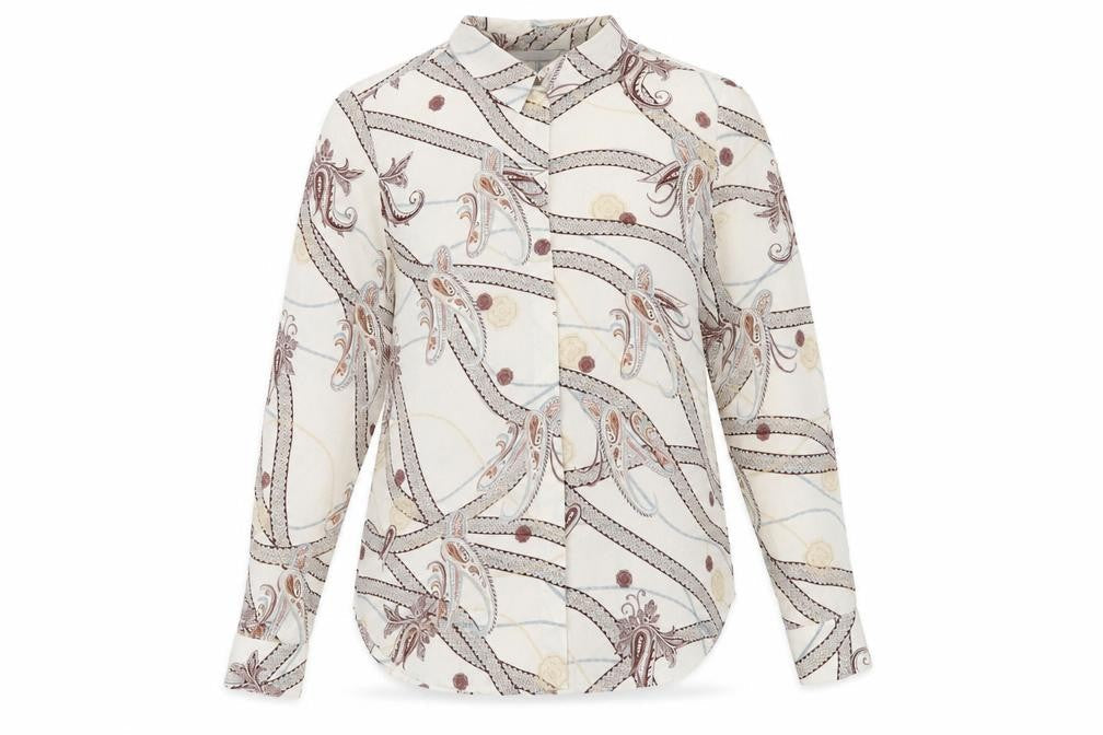 H&M Womens Multicoloured Geometric Polyester Basic Button-Up Size 8 Collared