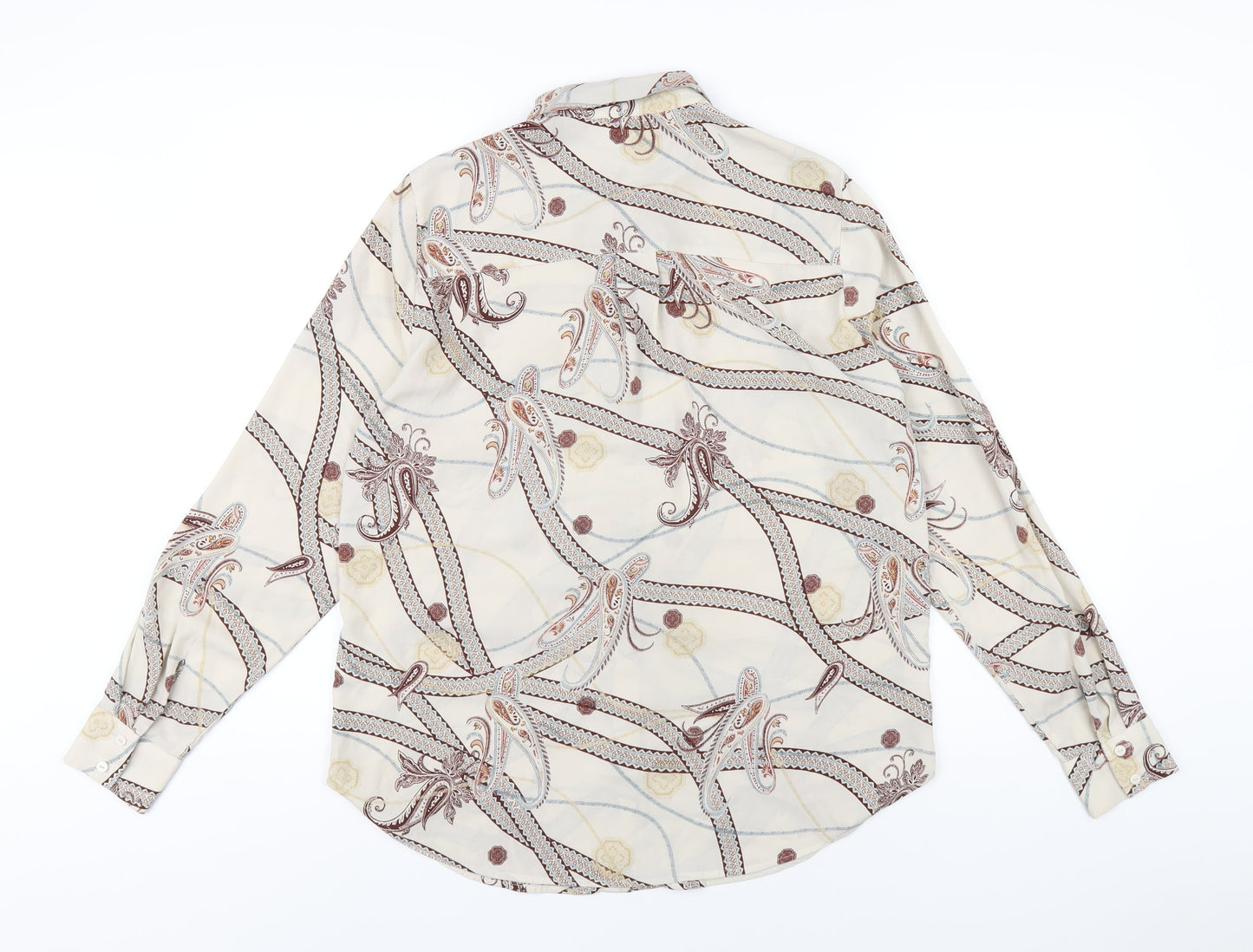 H&M Womens Multicoloured Geometric Polyester Basic Button-Up Size 8 Collared