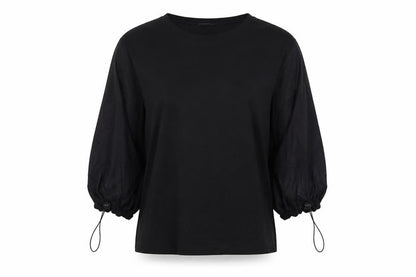Warehouse Womens Black Cotton Basic T-Shirt Size M Round Neck