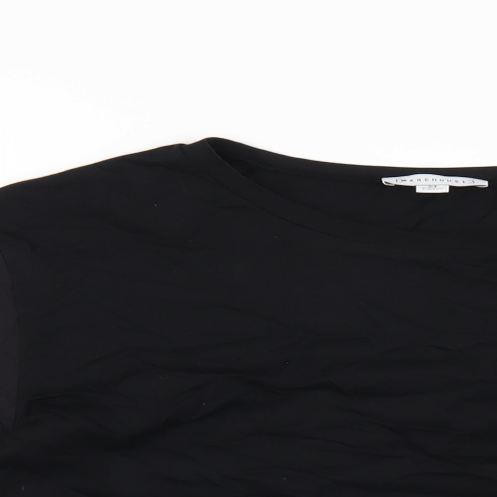 Warehouse Womens Black Cotton Basic T-Shirt Size M Round Neck