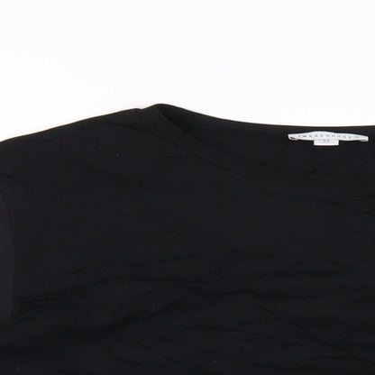 Warehouse Womens Black Cotton Basic T-Shirt Size M Round Neck