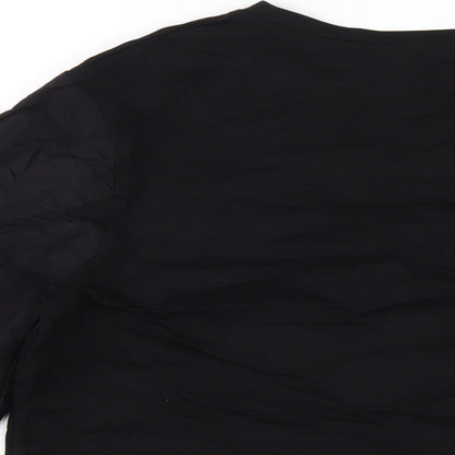 Warehouse Womens Black Cotton Basic T-Shirt Size M Round Neck