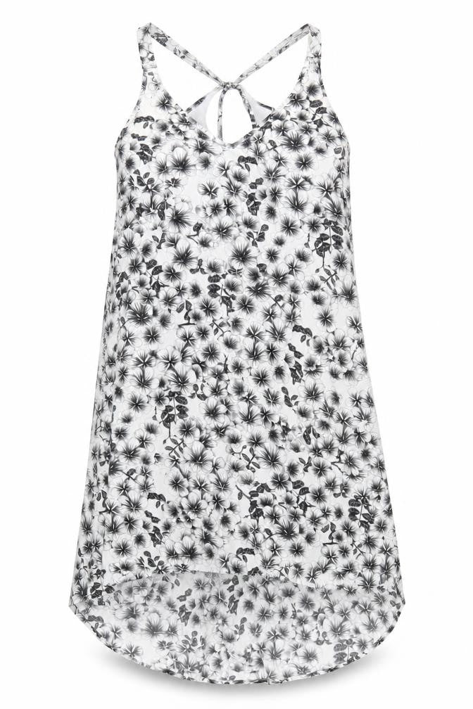 H&M Womens White Floral Polyester A-Line Size 10 Scoop Neck Pullover