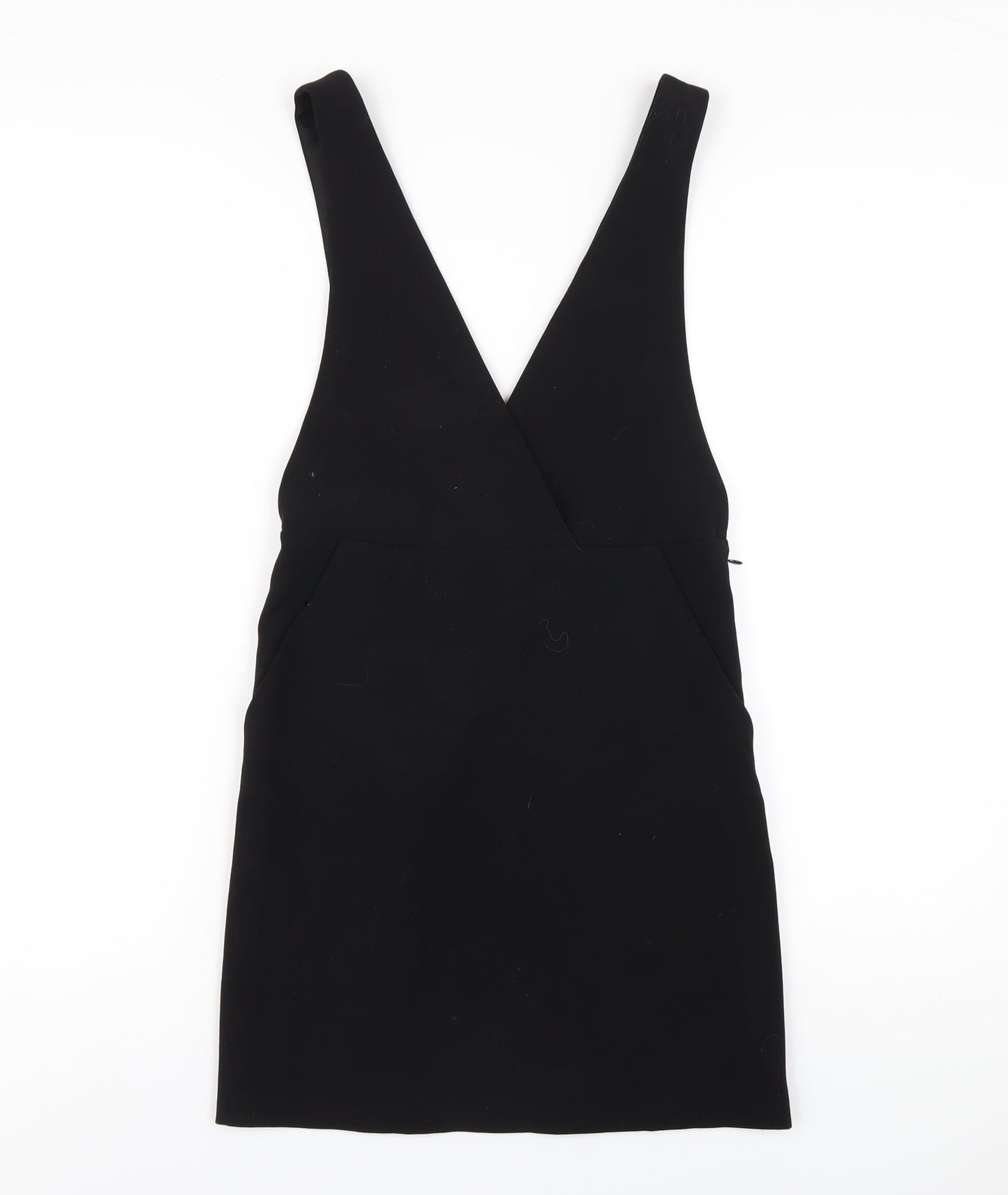 H&M Womens Black Polyester A-Line Size 6 V-Neck Zip