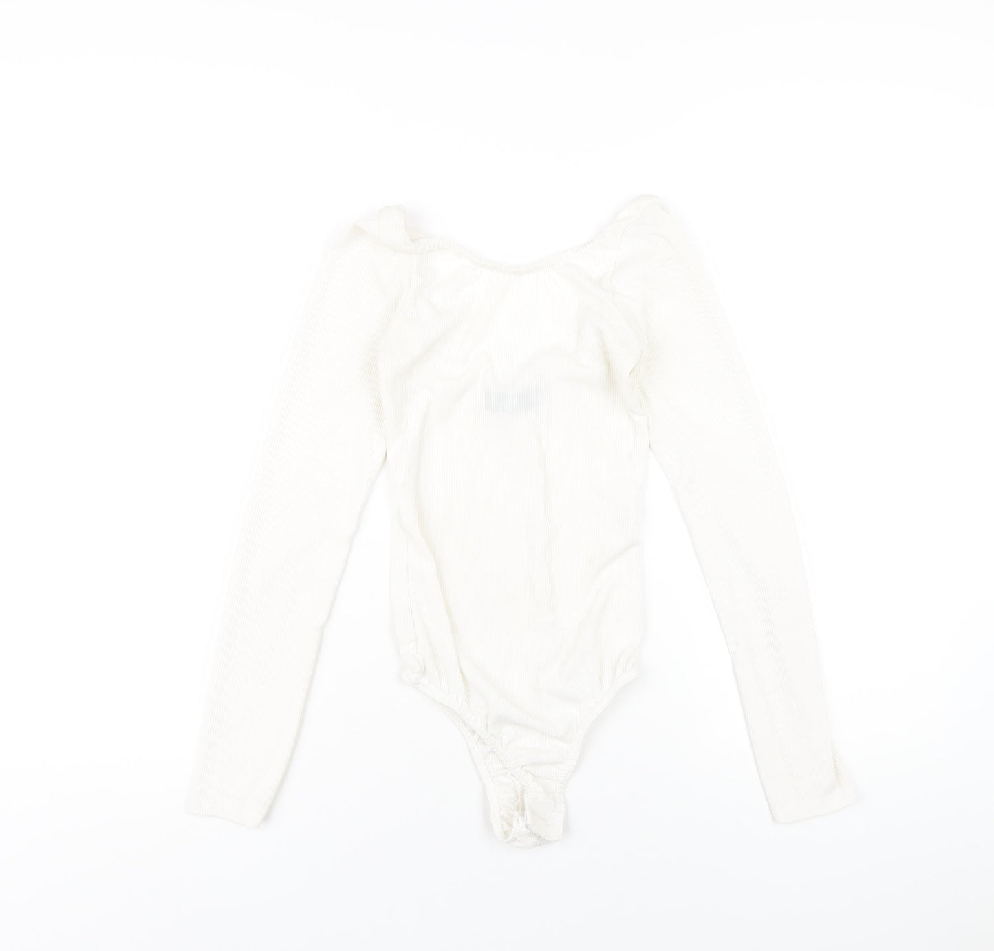 PRETTYLITTLETHING Womens Ivory Polyester Bodysuit One-Piece Size 6 Snap