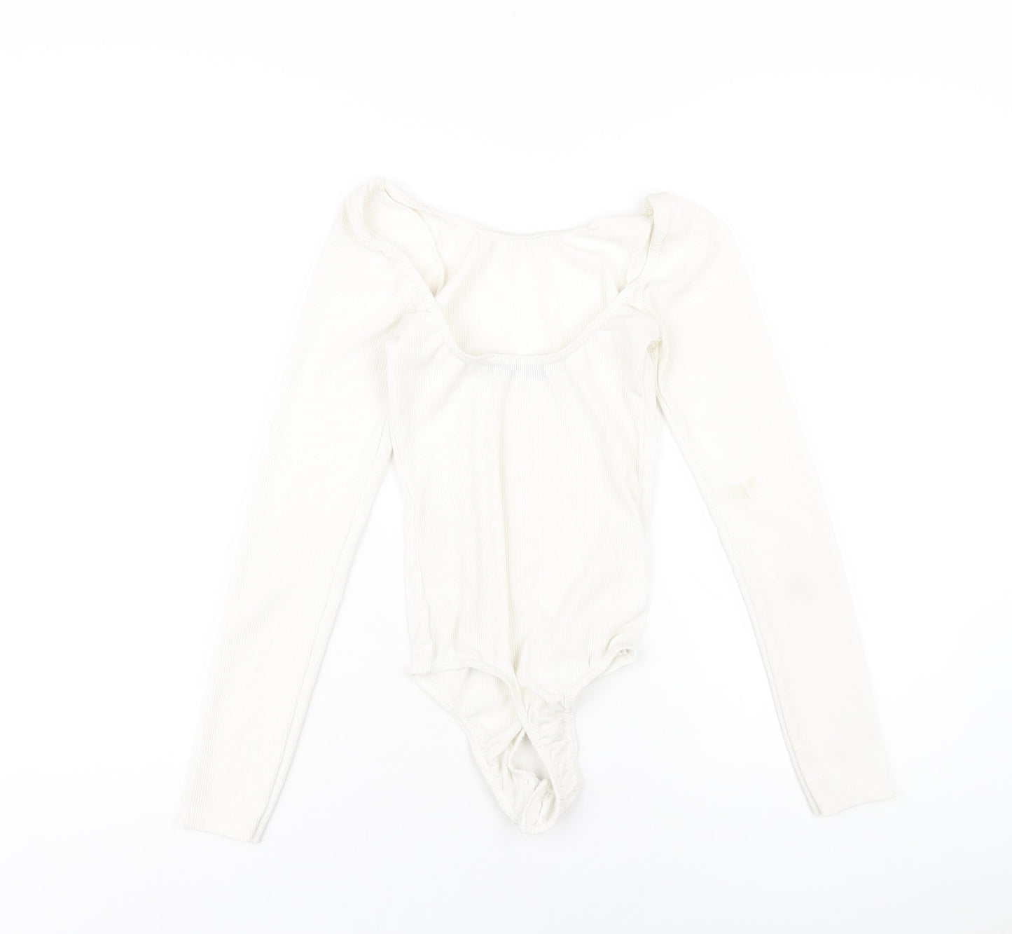 PRETTYLITTLETHING Womens Ivory Polyester Bodysuit One-Piece Size 6 Snap