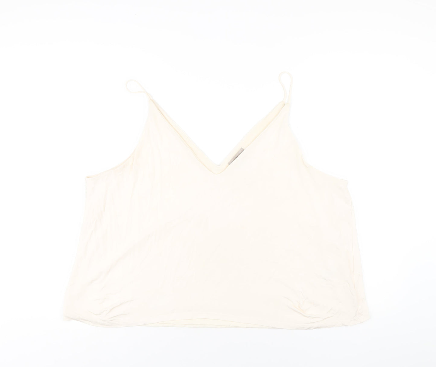 H&M Womens Ivory Viscose Camisole T-Shirt Size XL V-Neck