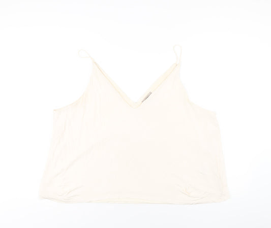 H&M Womens Ivory Viscose Camisole T-Shirt Size XL V-Neck