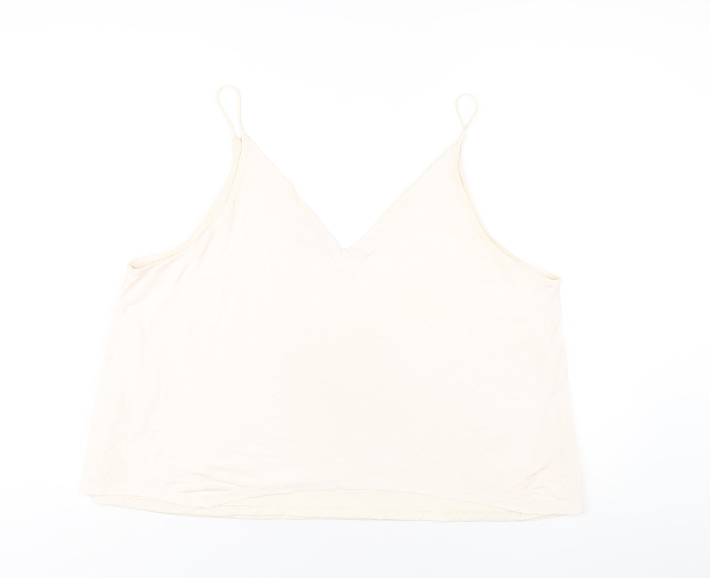 H&M Womens Ivory Viscose Camisole T-Shirt Size XL V-Neck