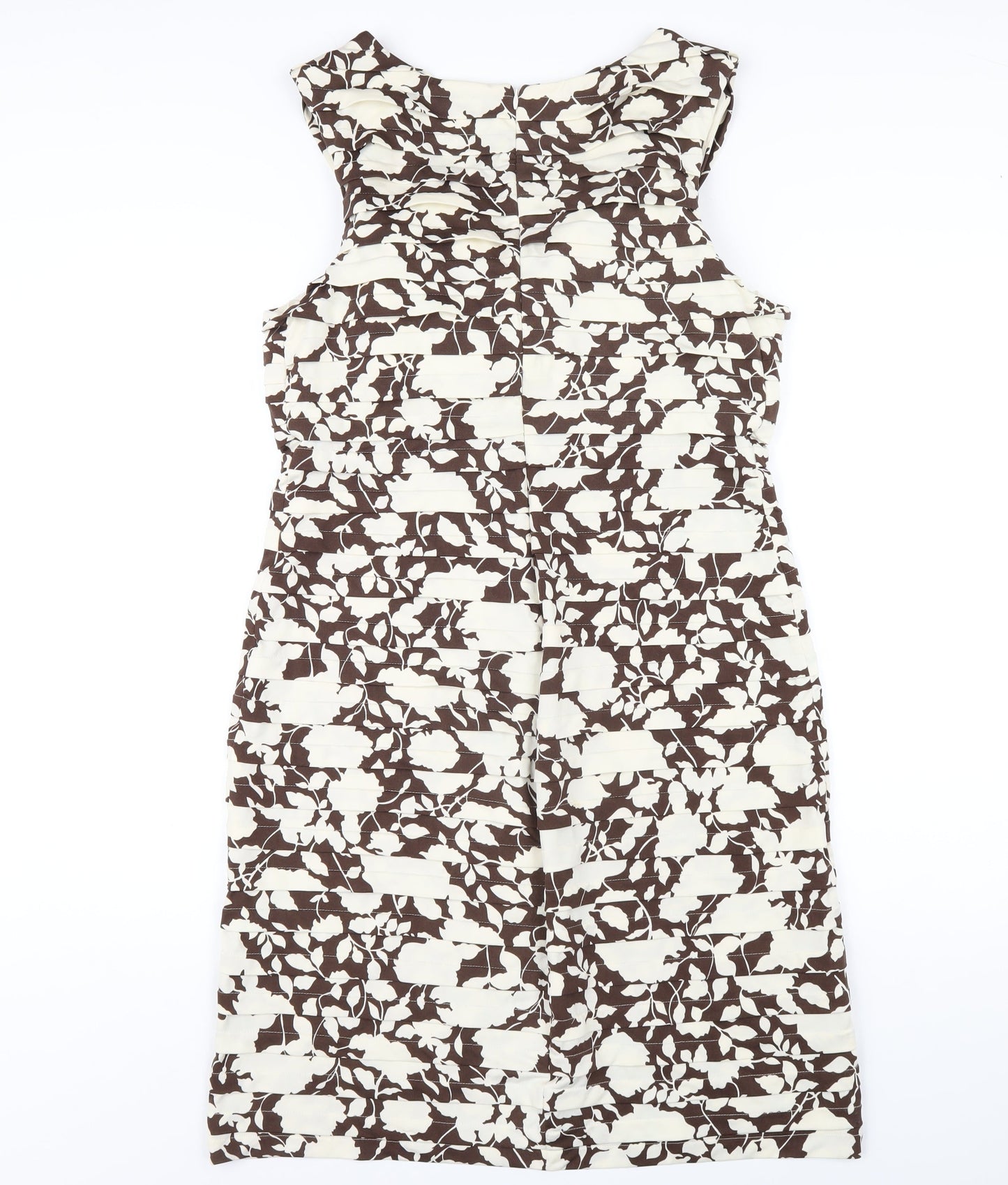 Phase Eight Womens Brown Floral Polyester Pencil Dress Size 16 V-Neck Zip