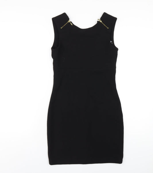 Zara Womens Black Polyester Mini Size M Round Neck Zip