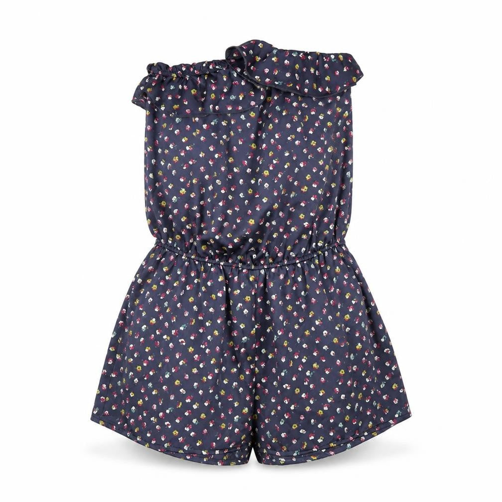 FOREVER 21 Womens Blue Floral Polyester Playsuit One-Piece Size M Pullover
