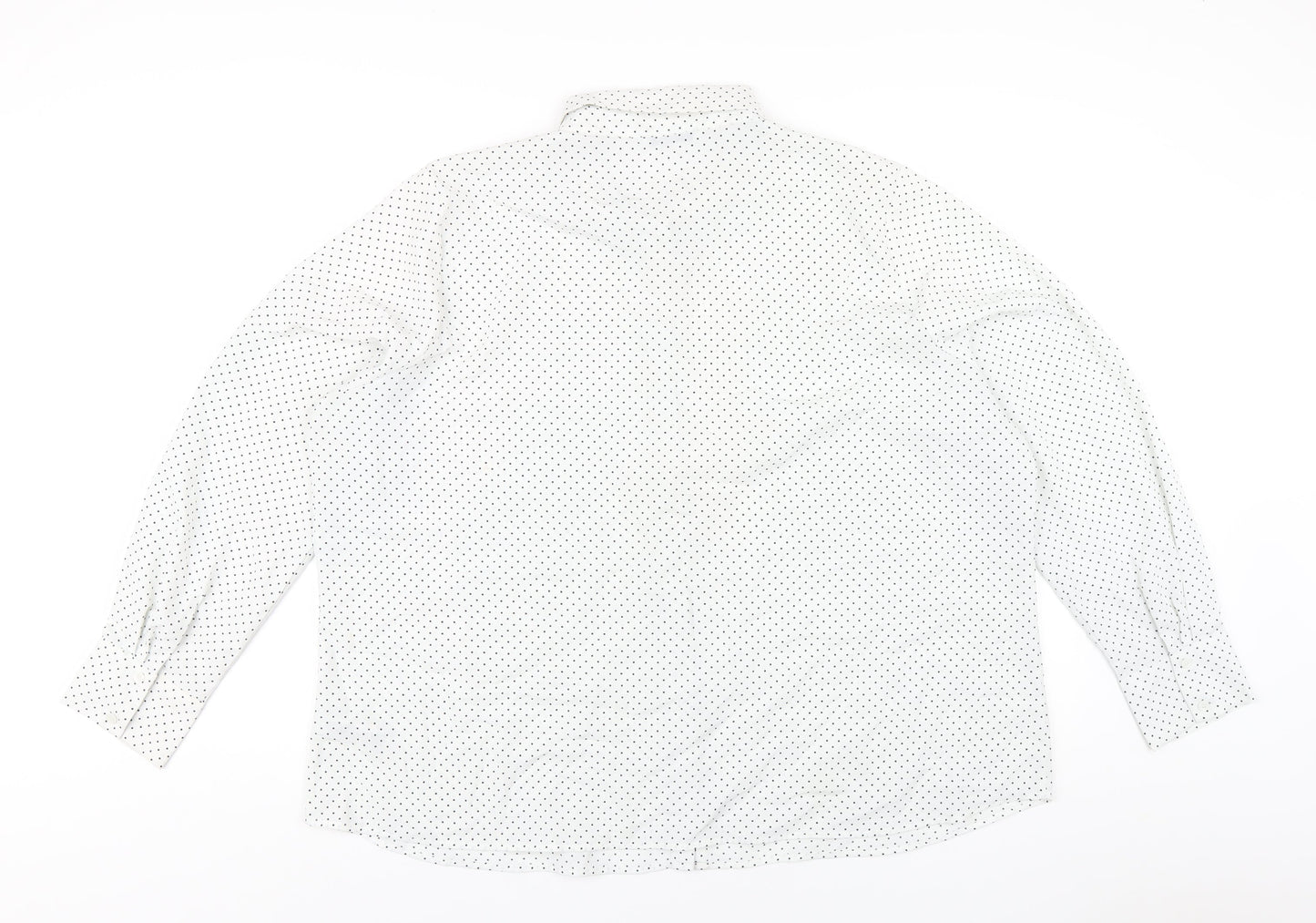 Classic Womens White Polka Dot Polyester Basic Button-Up Size 24 Collared