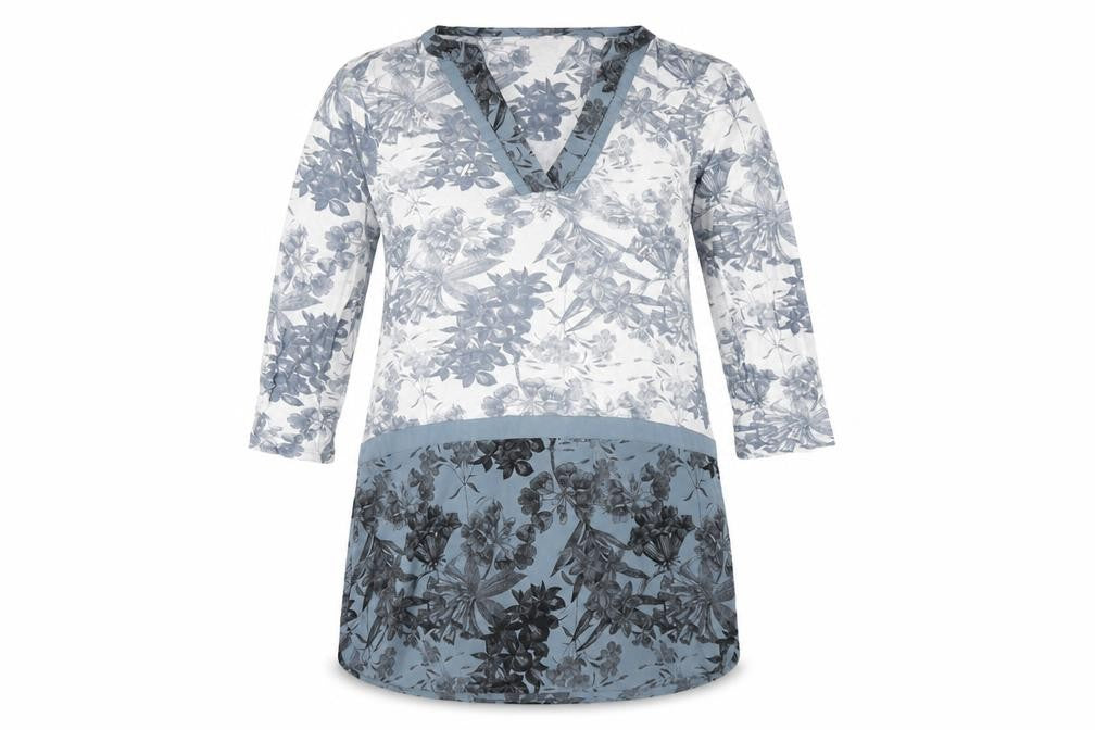 NEXT Womens Blue Geometric Viscose A-Line Size 14 V-Neck Pullover