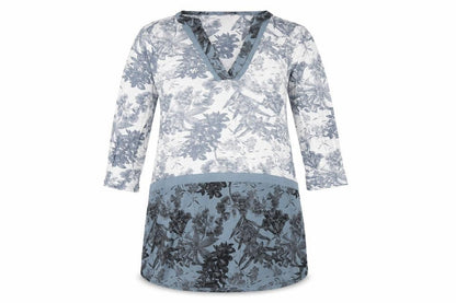 Next Womens Blue Geometric Viscose A-Line Size 14 V-Neck Pullover