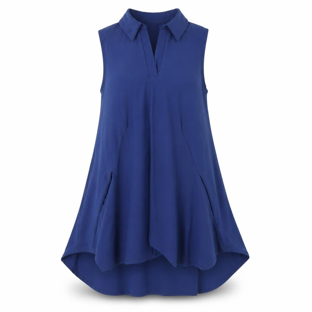 Attitudes Womens Blue Polyester A-Line Size XS V-Neck Pullover