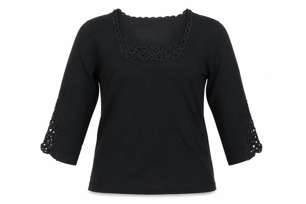 Alex & Co Womens Black Viscose Basic T-Shirt Size 10 Square Neck