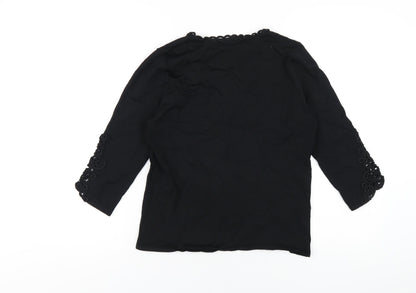 Alex & Co Womens Black Viscose Basic T-Shirt Size 10 Square Neck