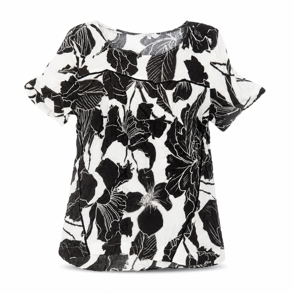 NEXT Womens Brown Floral Viscose Basic T-Shirt Size 10 Round Neck
