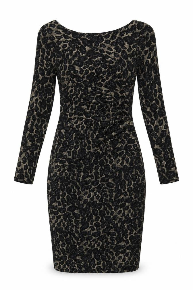 M&Co Womens Black Geometric Nylon Bodycon Size 8 Boat Neck Pullover