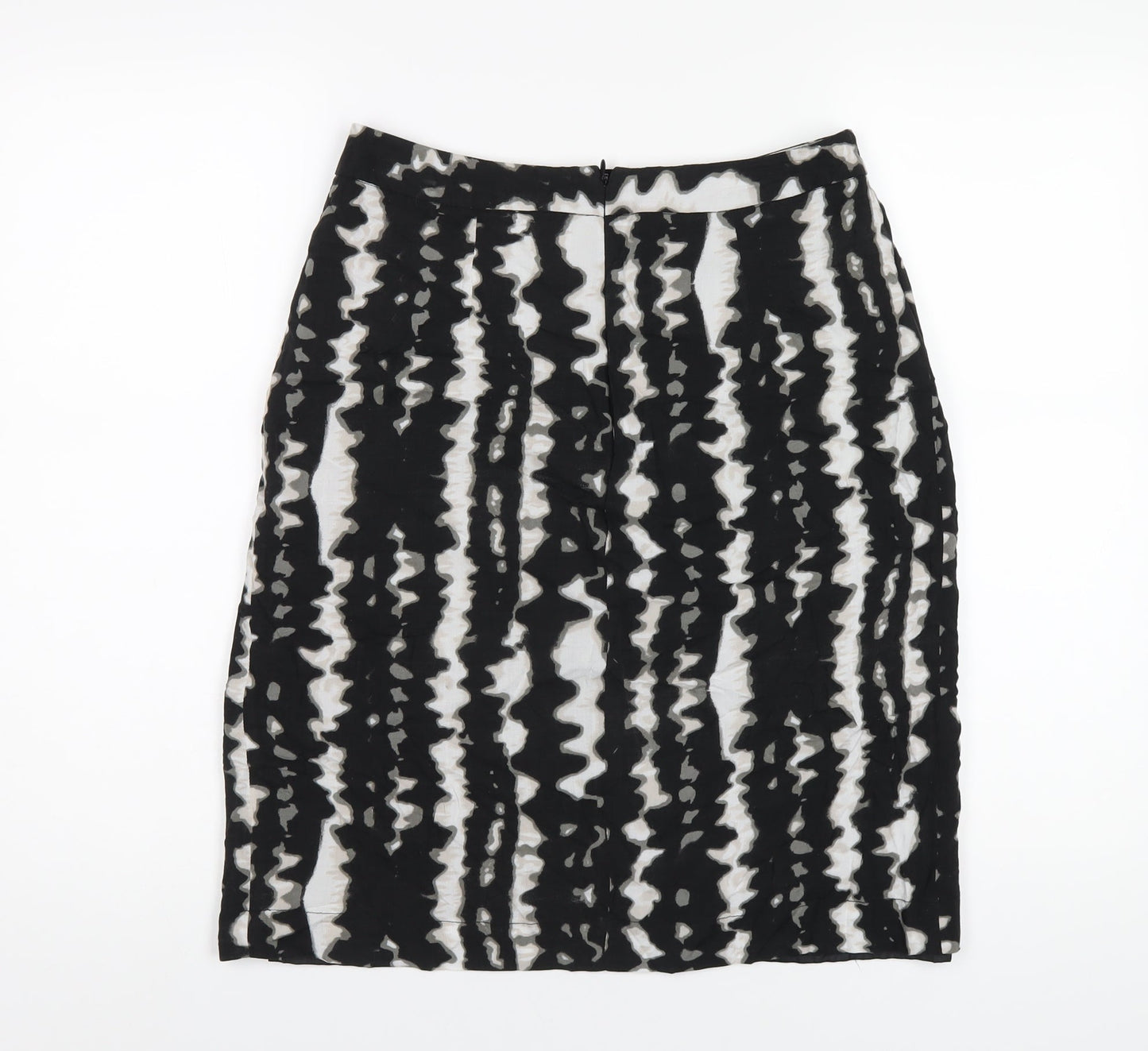 Monsoon Womens Black Geometric Viscose A-Line Skirt Size 10 Zip