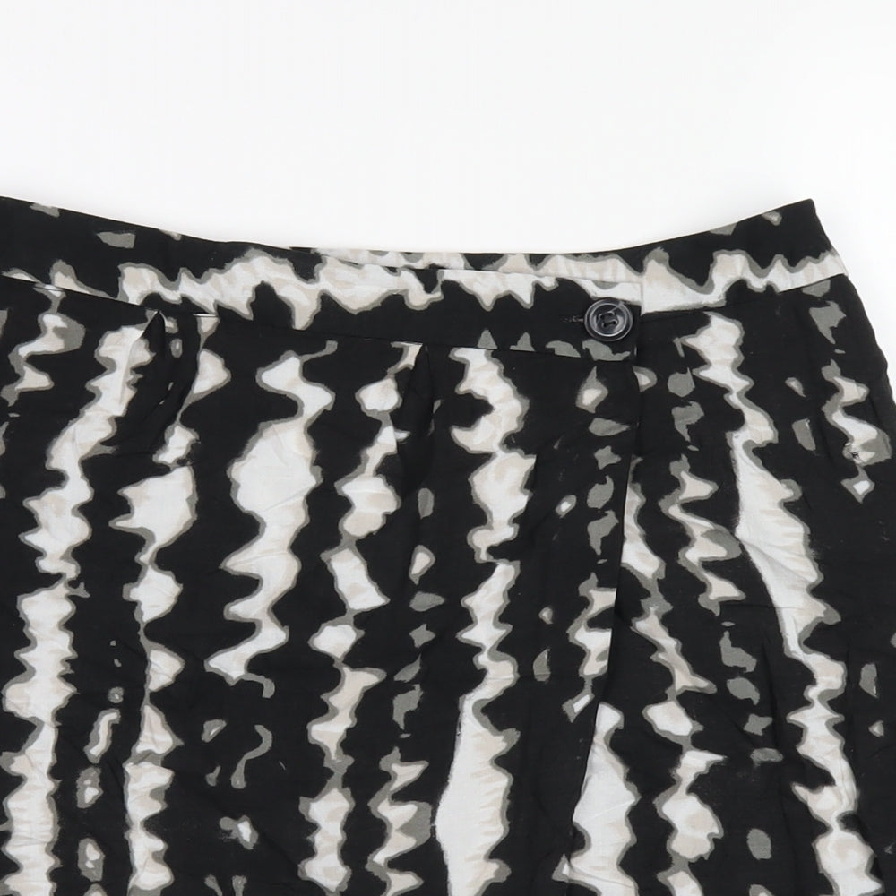 Monsoon Womens Black Geometric Viscose A-Line Skirt Size 10 Zip