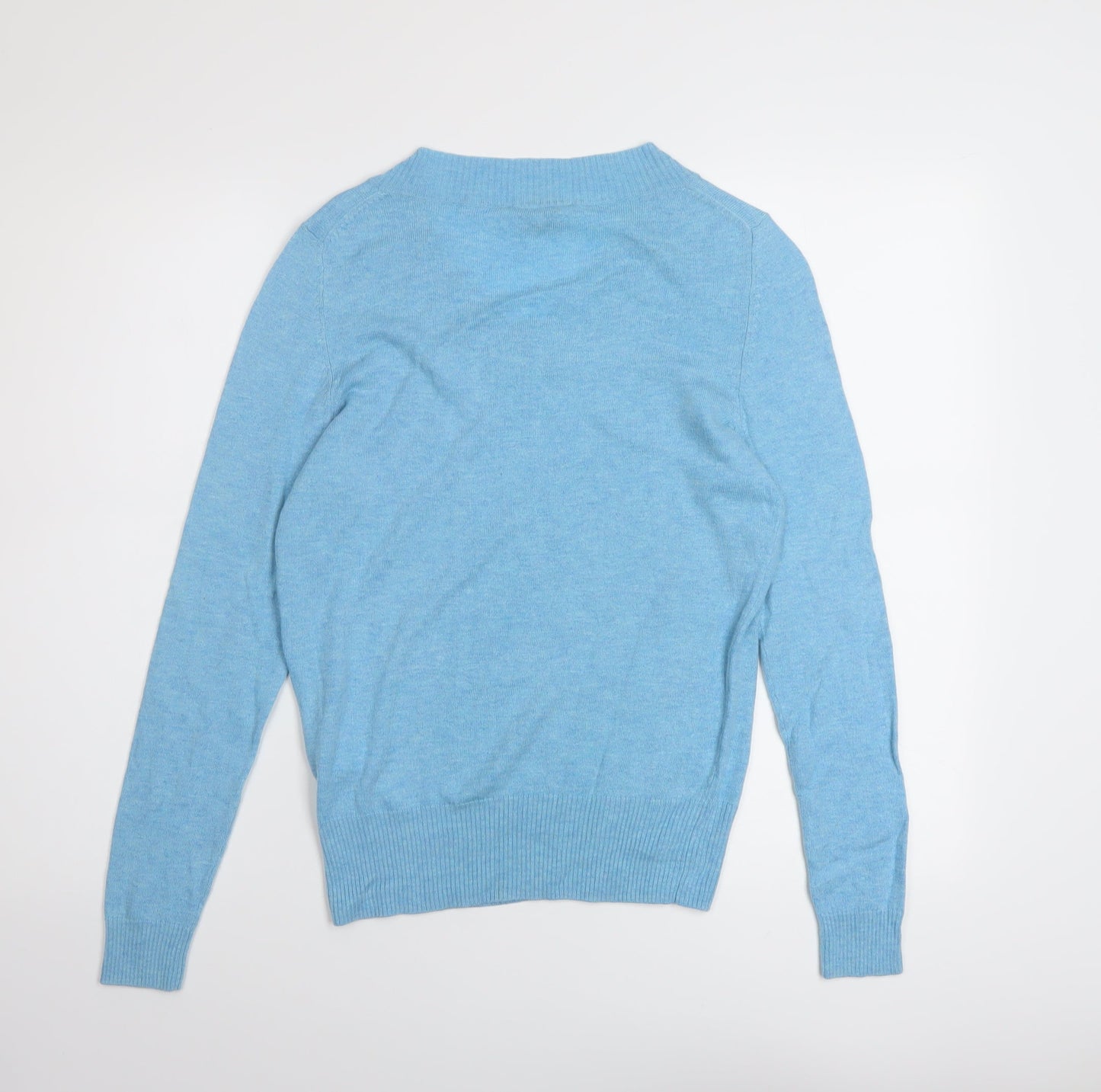 FRANK WALDER Womens Blue V-Neck Modal Pullover Jumper Size 12