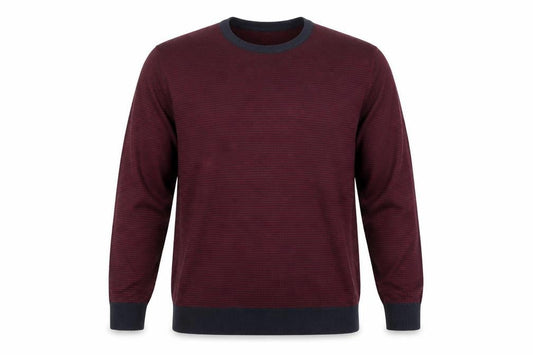 Blue Harbour Mens Red Round Neck Striped Acrylic Pullover Jumper Size L Long Sleeve