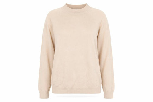 Debenhams Womens Beige Mock Neck Acrylic Pullover Jumper Size 10