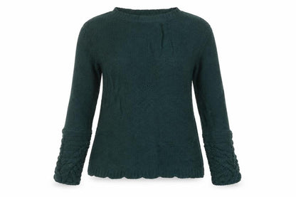 Cream Womens Green Round Neck Viscose Pullover Jumper Size M
