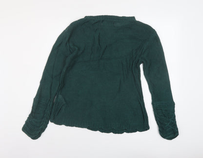 Cream Womens Green Round Neck Viscose Pullover Jumper Size M