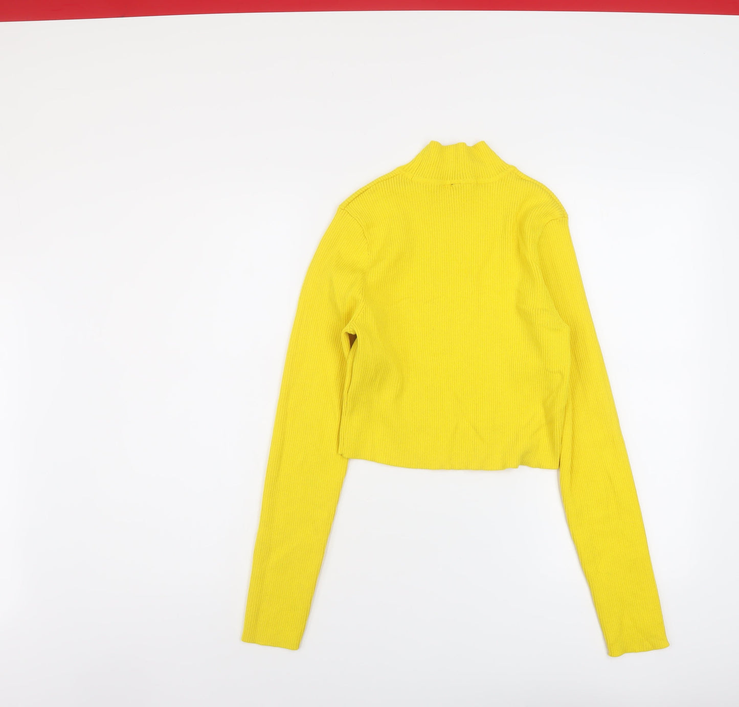 H&M Womens Yellow Mock Neck Polyester Pullover Jumper Size M