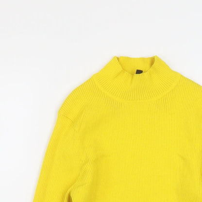 H&M Womens Yellow Mock Neck Polyester Pullover Jumper Size M