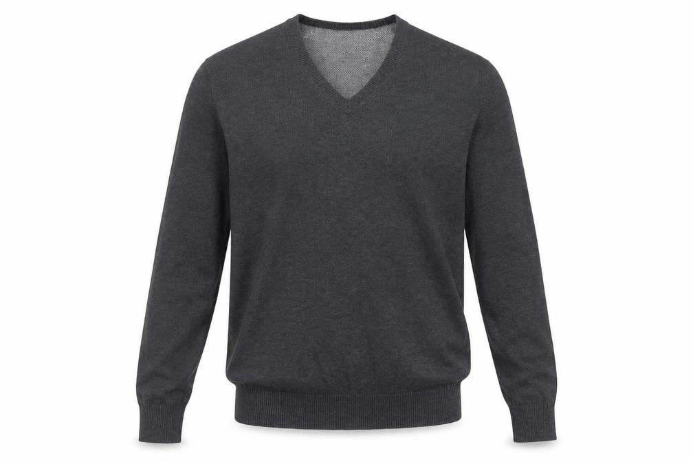Marks & Spencer Mens Grey V-Neck Cotton Pullover Jumper Size S Long Sleeve