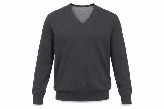 Marks & Spencer Mens Grey V-Neck Cotton Pullover Jumper Size S Long Sleeve