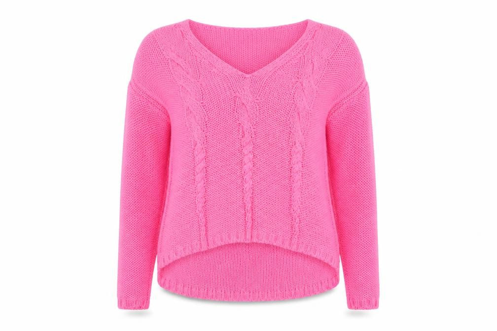 H&M Womens Pink V-Neck Acrylic Pullover Jumper Size S