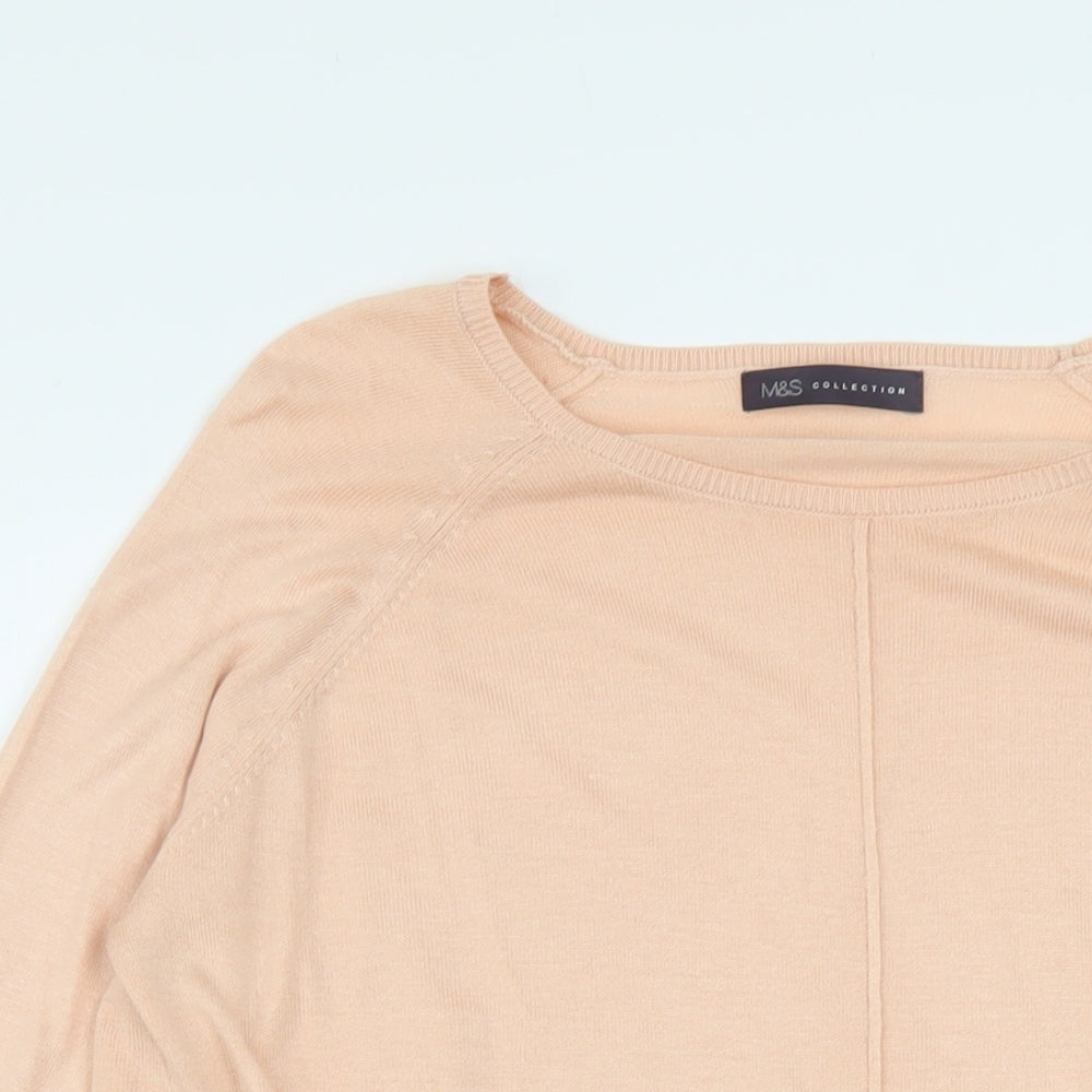Marks and Spencer Womens Pink Round Neck Viscose Pullover Jumper Size M