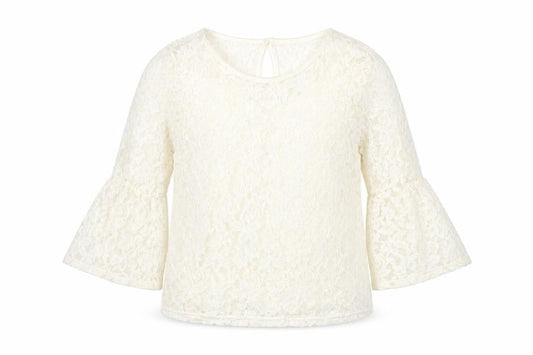 H&M Girls Ivory Polyester Basic Blouse Size 13 Years Round Neck Button