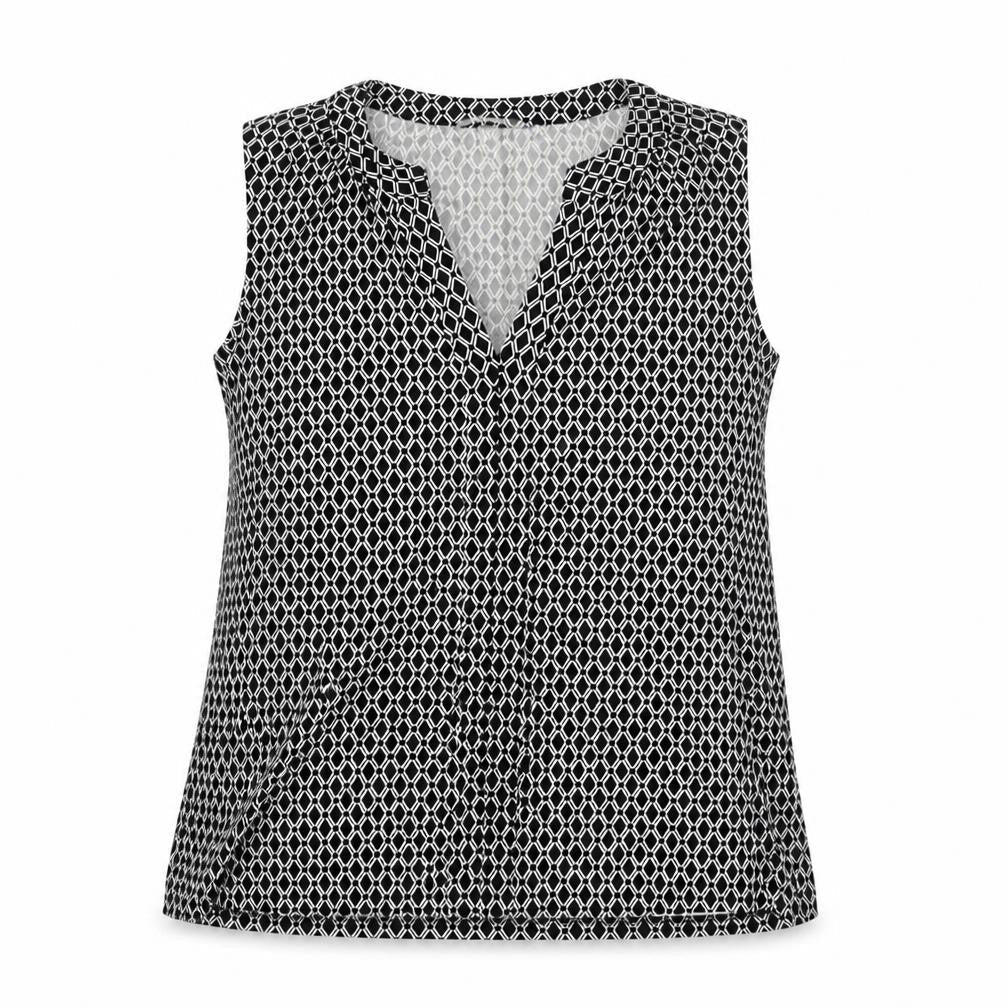 H&M Womens Black Geometric Polyester Camisole Blouse Size S V-Neck