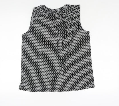 H&M Womens Black Geometric Polyester Camisole Blouse Size S V-Neck