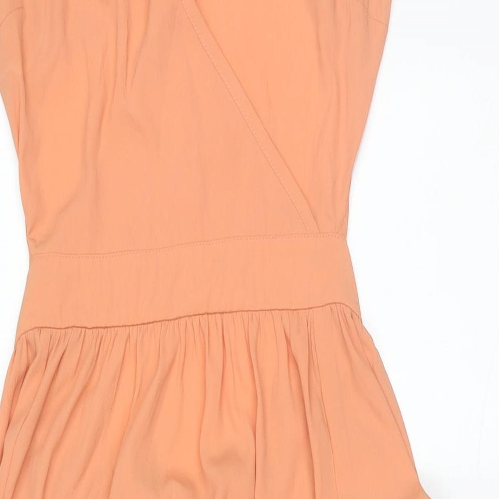 River Island Womens Pink Polyester Shift Size 10 V-Neck Button - Open Back Detail