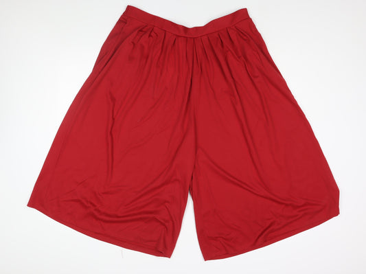 Fashion Extra Womens Red Polyester Trousers Size 24 Regular - Cullotte