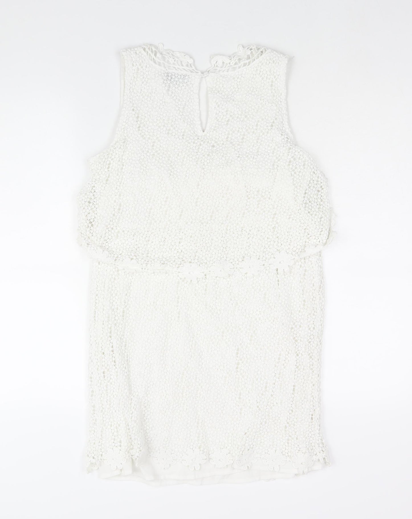 Topshop Womens White Polyester Shift Size 12 V-Neck Button