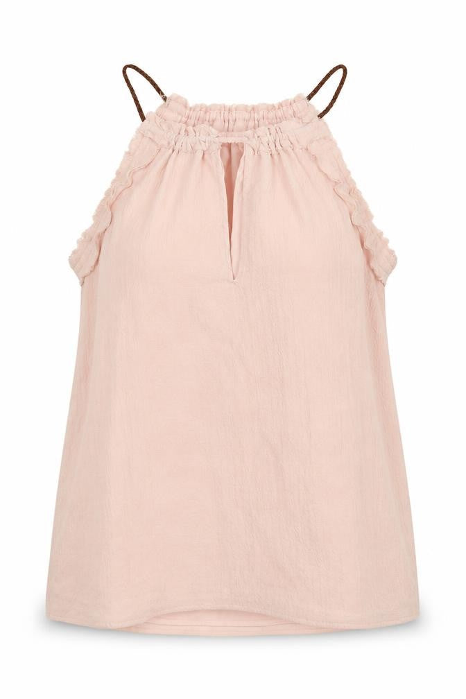 Mango Womens Pink Polyester Camisole Blouse Size S Round Neck - Raw Edge Keyhole Neck