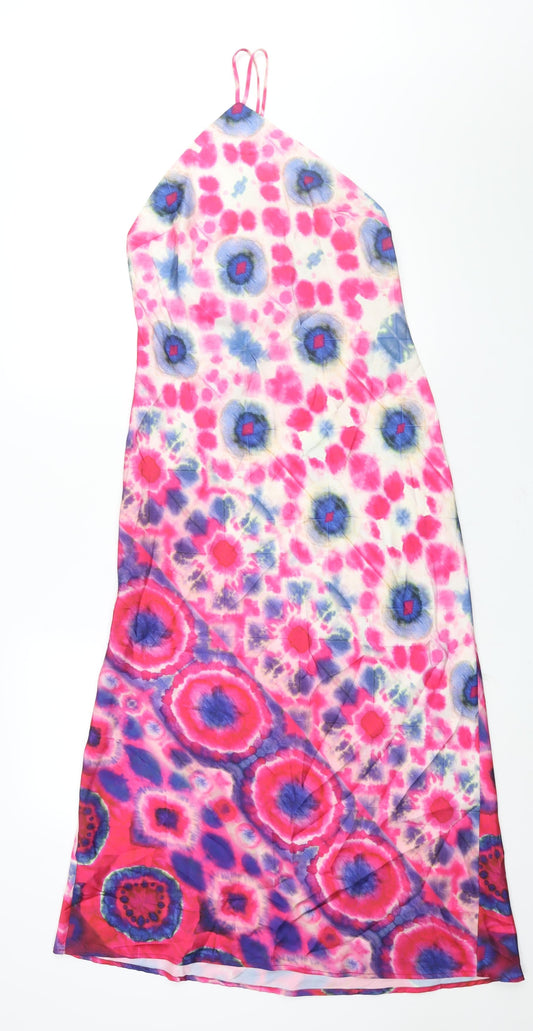 Zara Womens Multicoloured Geometric Polyester Maxi Size M Halter Pullover