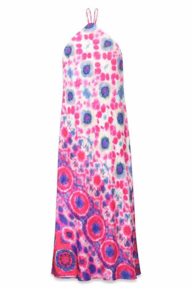 Zara Womens Multicoloured Geometric Polyester Maxi Size M Halter Pullover