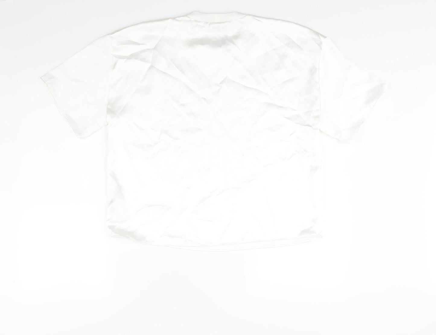 Zara Womens White Polyester Basic Blouse Size M Crew Neck