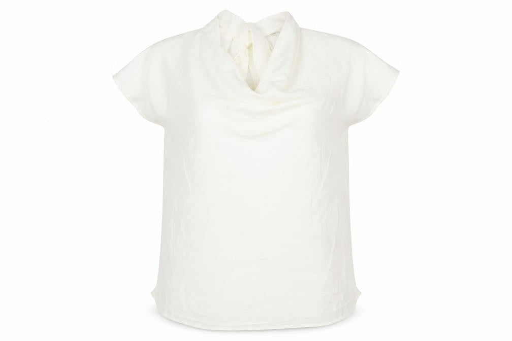 Zara Womens Ivory Polyester Basic Blouse Size L Cowl Neck